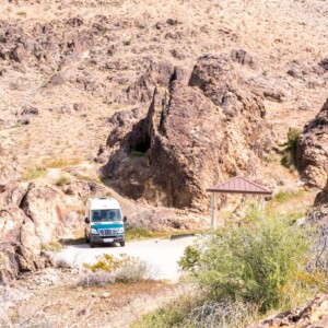 Camper van in the desert