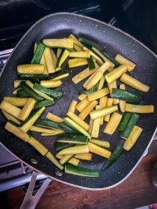 frying the zucchini spears