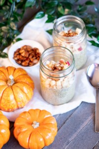 Pumpkin Spice Chia Pudding set with Fall decorations