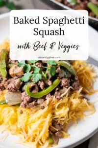 Baked Spaghetti Squash with Beef and Veggies Pin 1