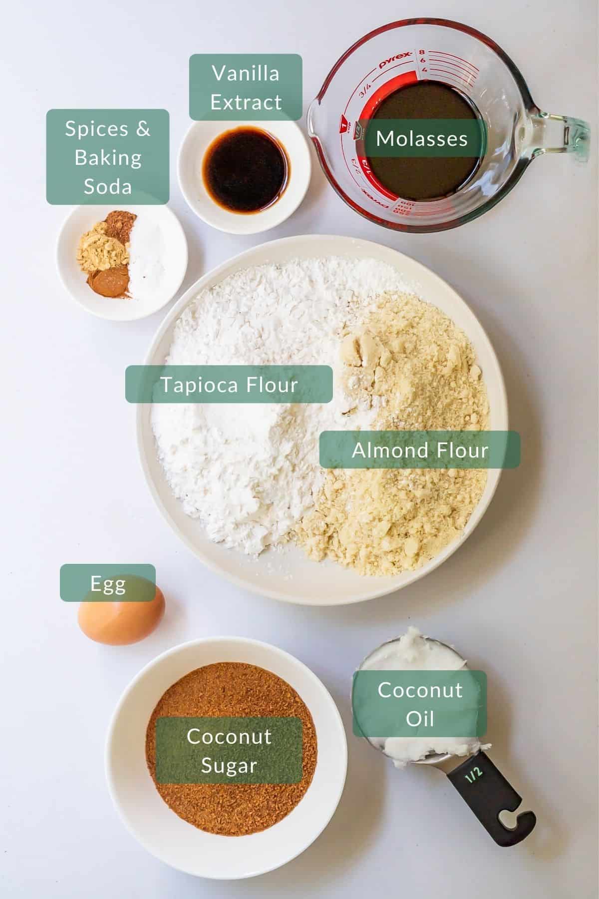 Overhead view of the 10 ingredients you need to make this recipe laid out in the correct measurements.
