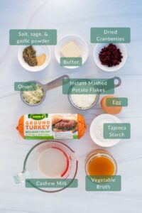 The 11 ingredients you need to make this recipe laid out on a kitchen counter in the correct quantities.