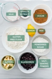 The 10 ingredients you need to make these gluten free scones measured out and ready for baking!