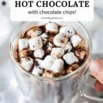 A mug of hot cocoa with marshmallows.