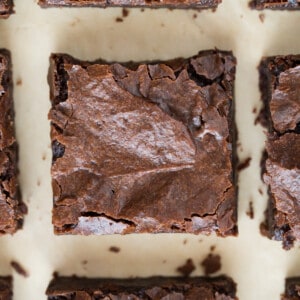 The perfect shiny top of a dairy-free brownie.