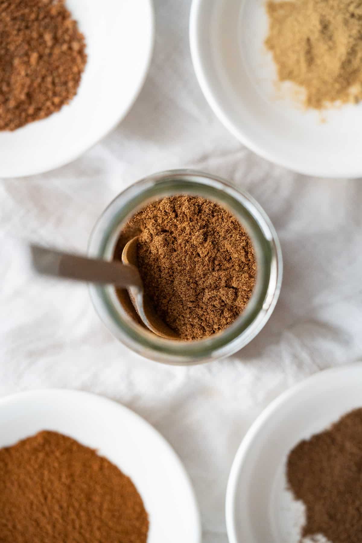 Close up of the pumpkin spice mix to show its rich brown color.