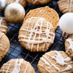 A close of up of a glazed maple brown sugar cookie.