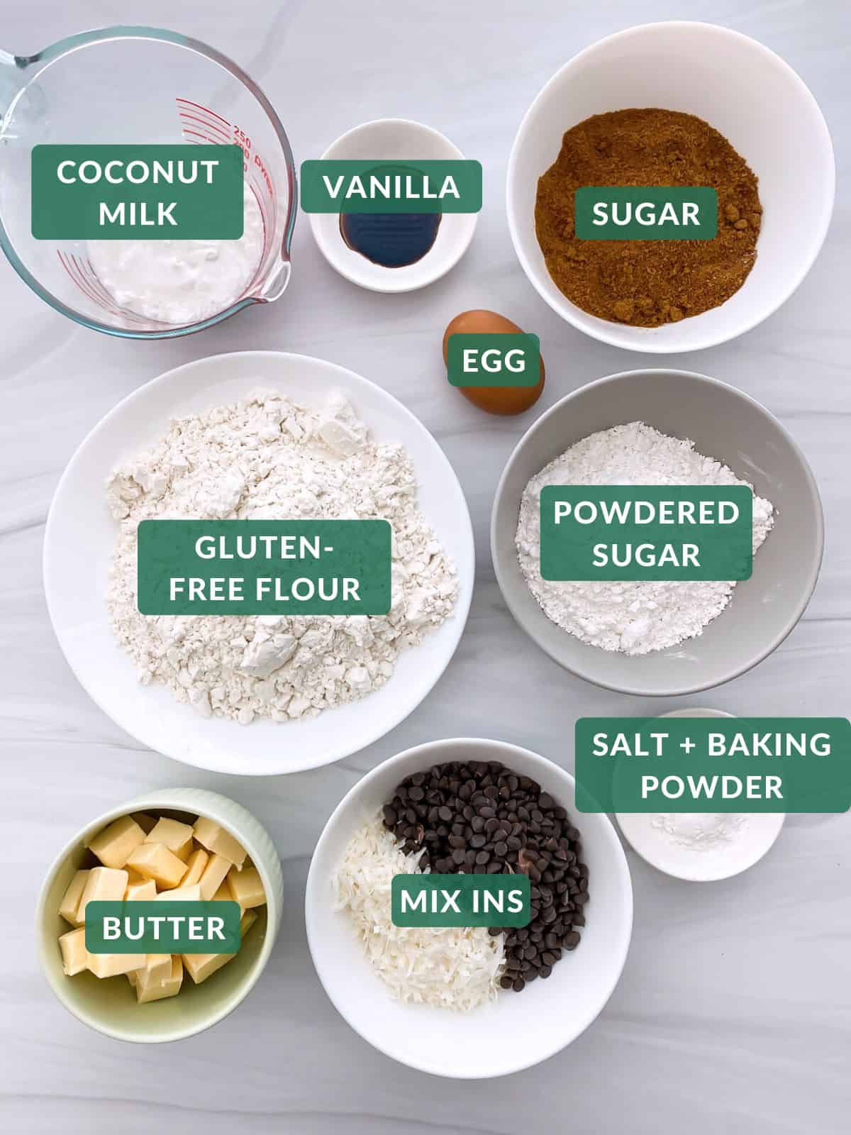 The 9 ingredients needed to make amazing gluten-free scones.