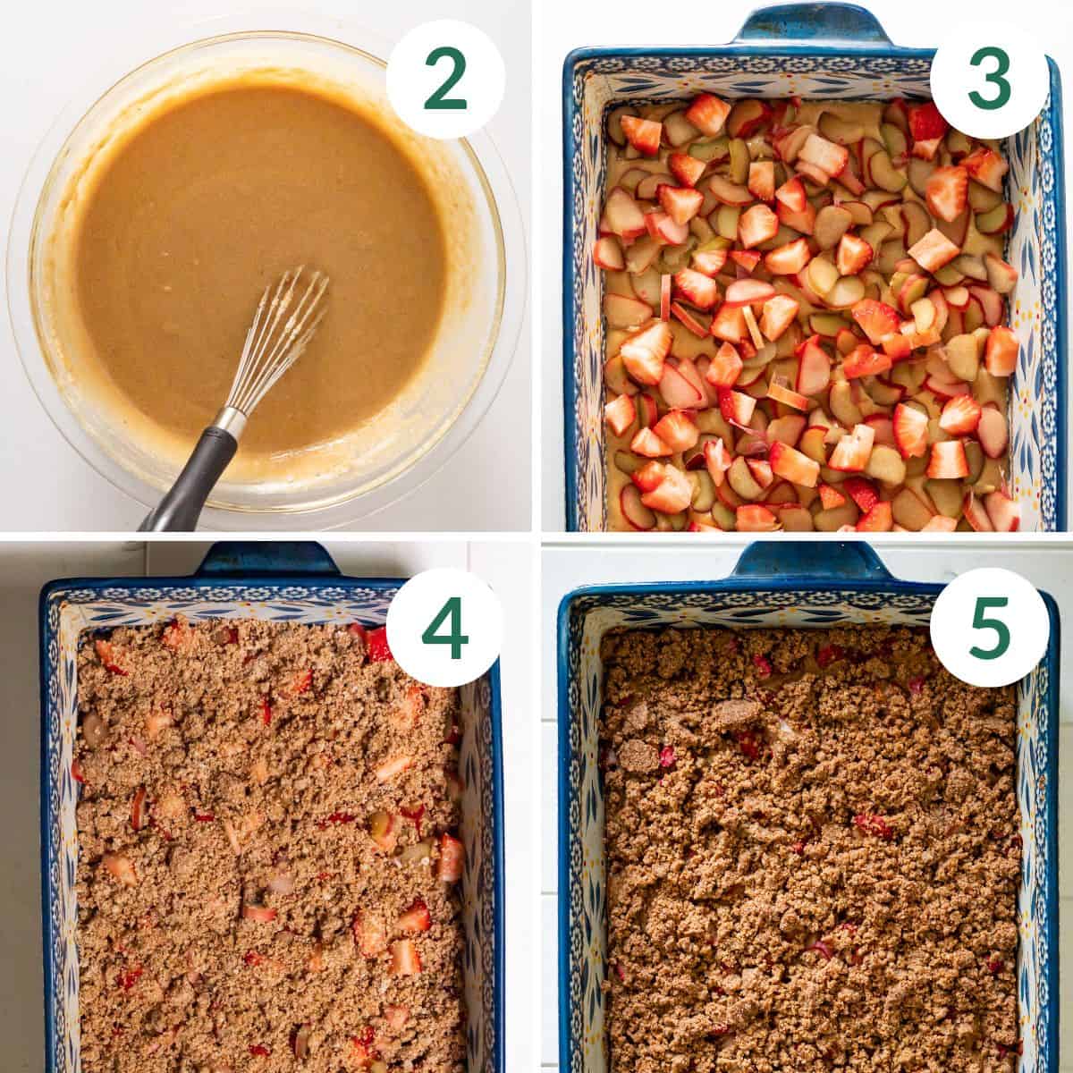 How to make gluten-free rhubarb coffee cake in 5 easy steps.