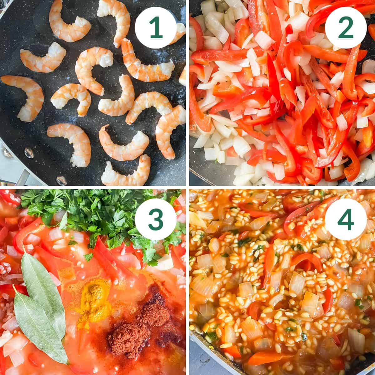 How to make an easy shrimp paella with or without saffron in four easy steps.