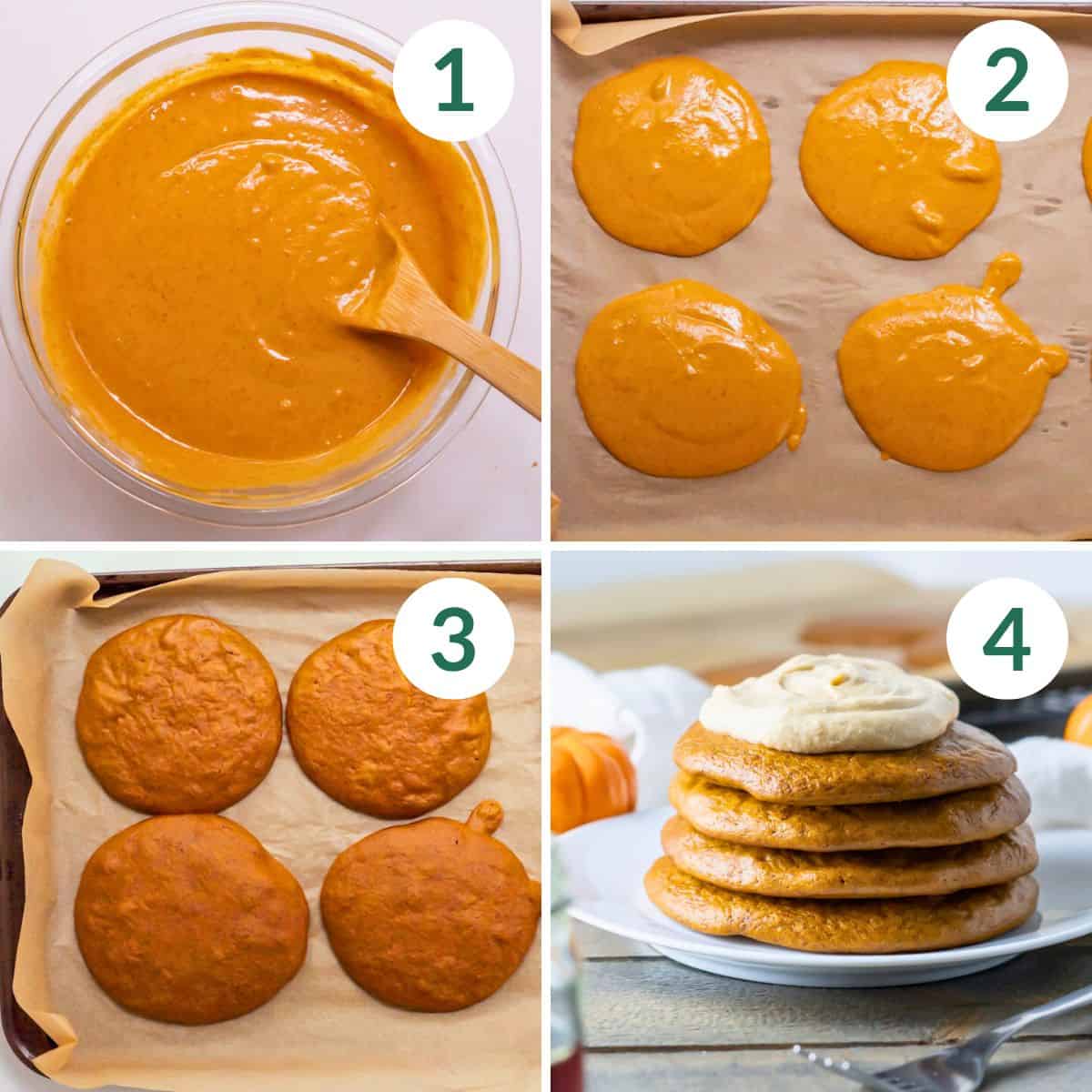 How to make healthy flourless pumpkin pancakes in 4 easy steps.