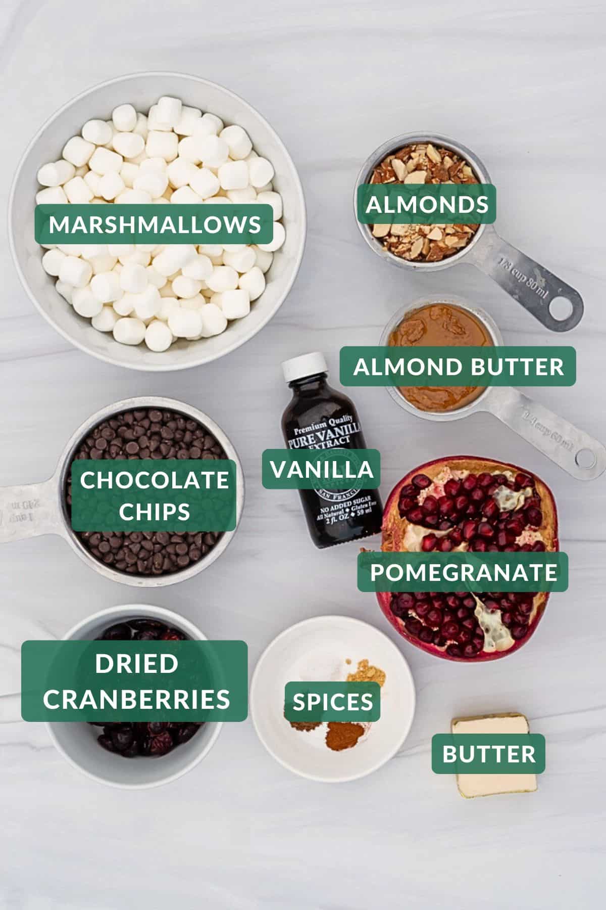 The ingredients needed to make Christmas rocky road.