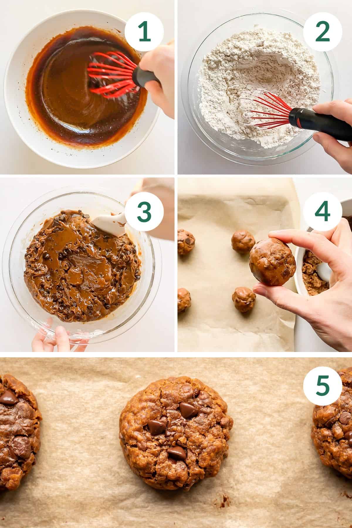 How to make coconut sugar chocolate chip cookies in 5 easy steps.