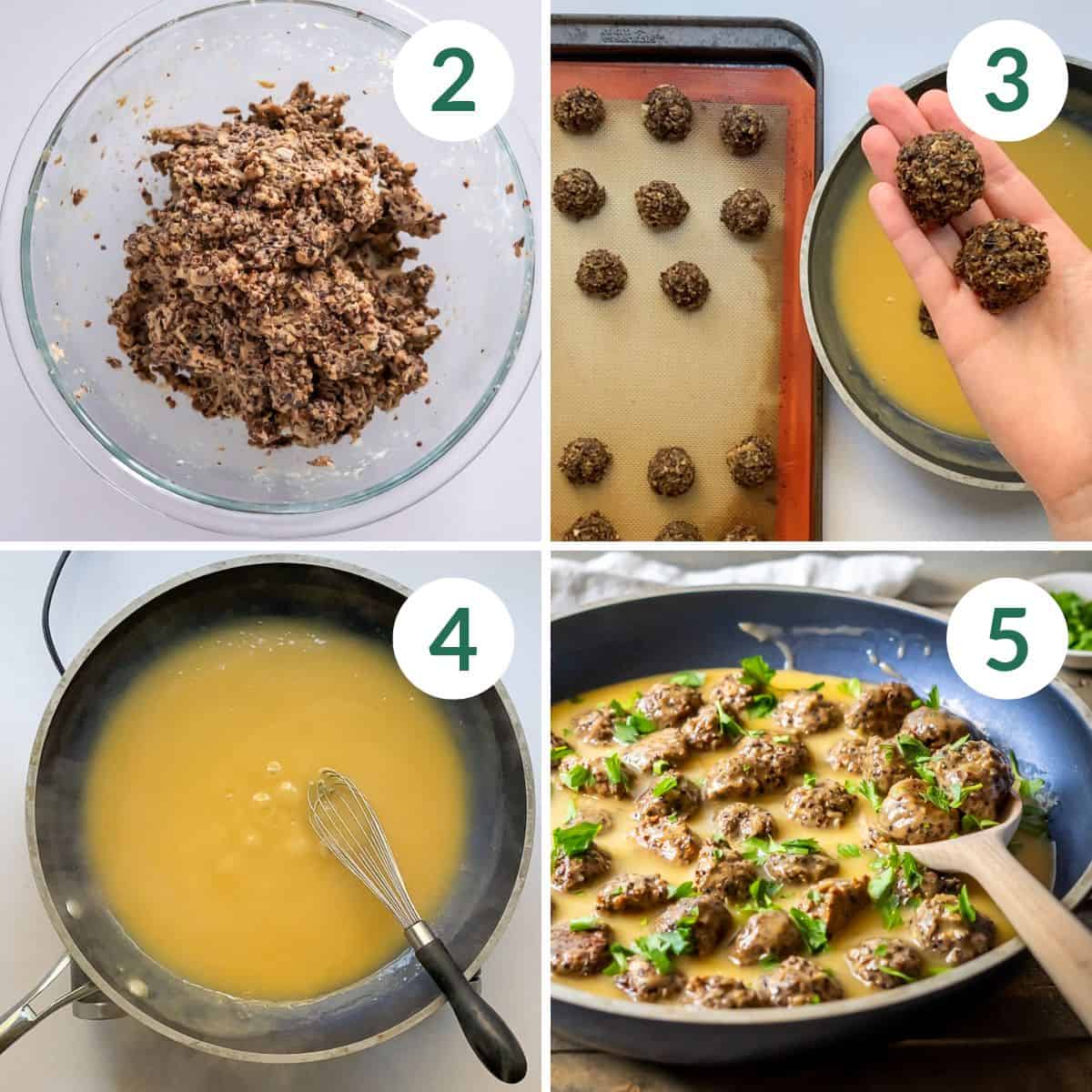 How to make vegan Swedish meatballs in 5 easy steps.