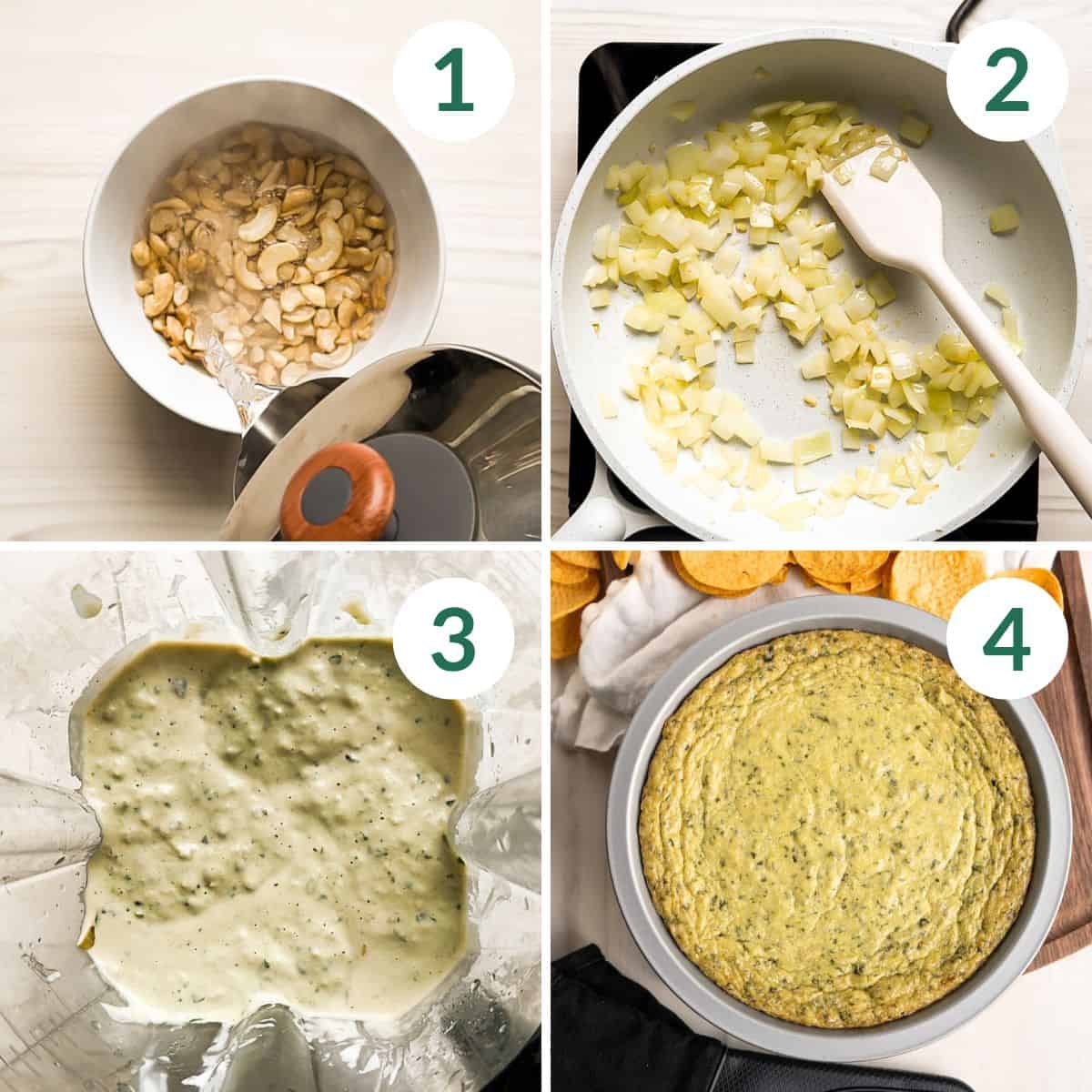 How to make dairy-free spinach artichoke dip in four easy steps.