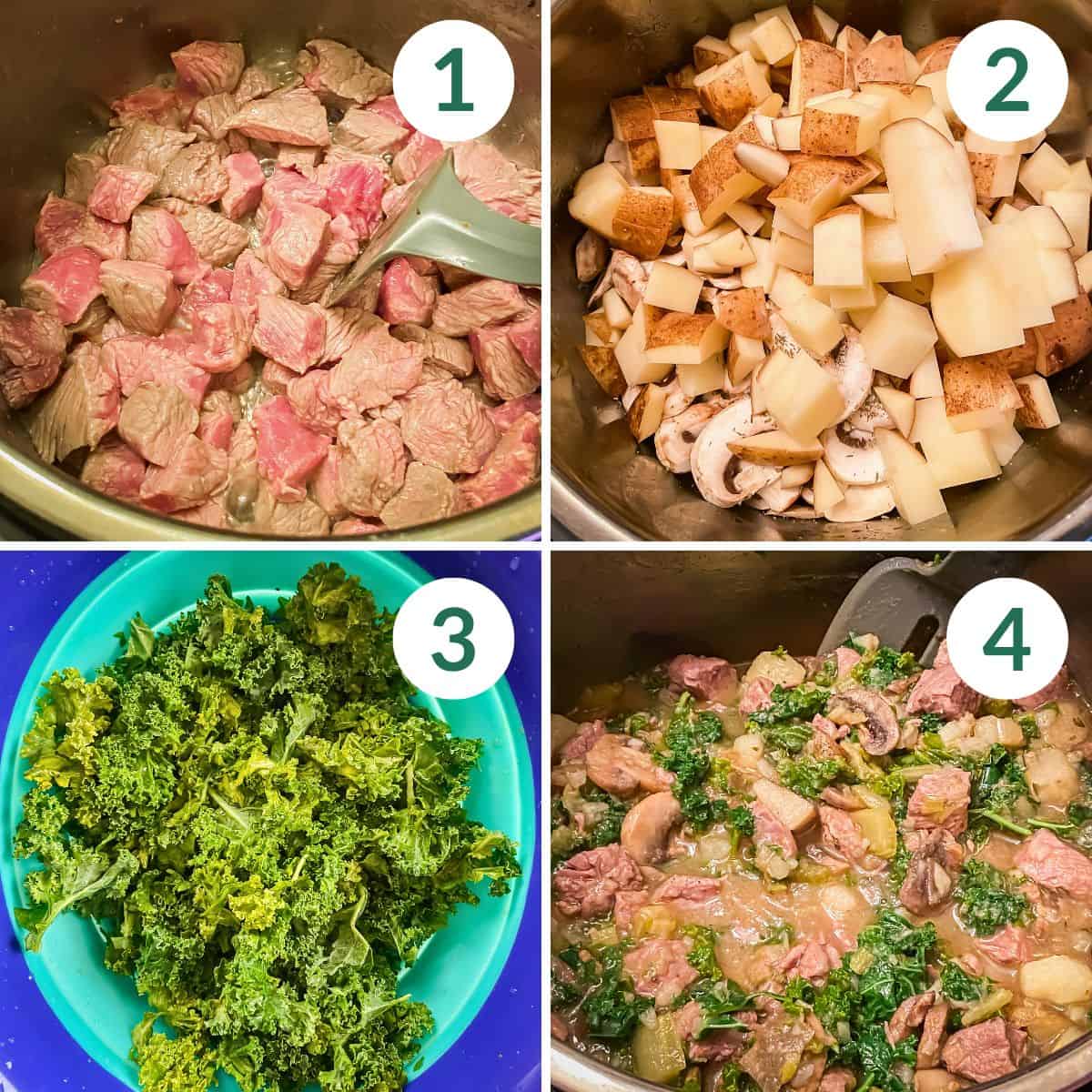 How to make Instant Pot Beef Stew with red wine in four easy steps.