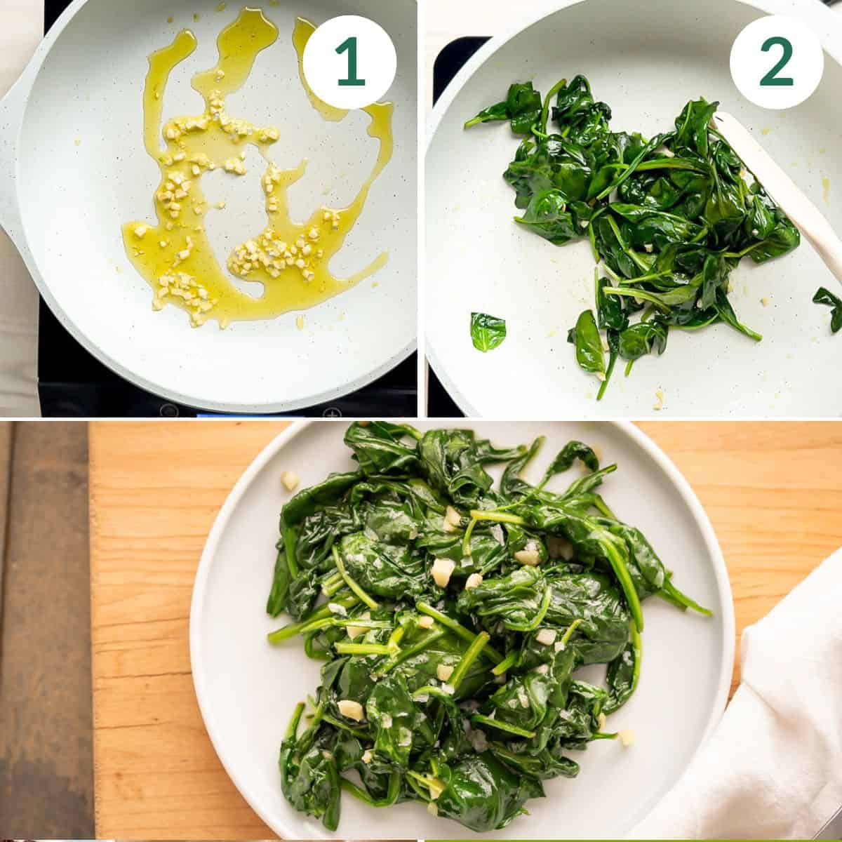 How to make sautéed garlic spinach in two easy steps.