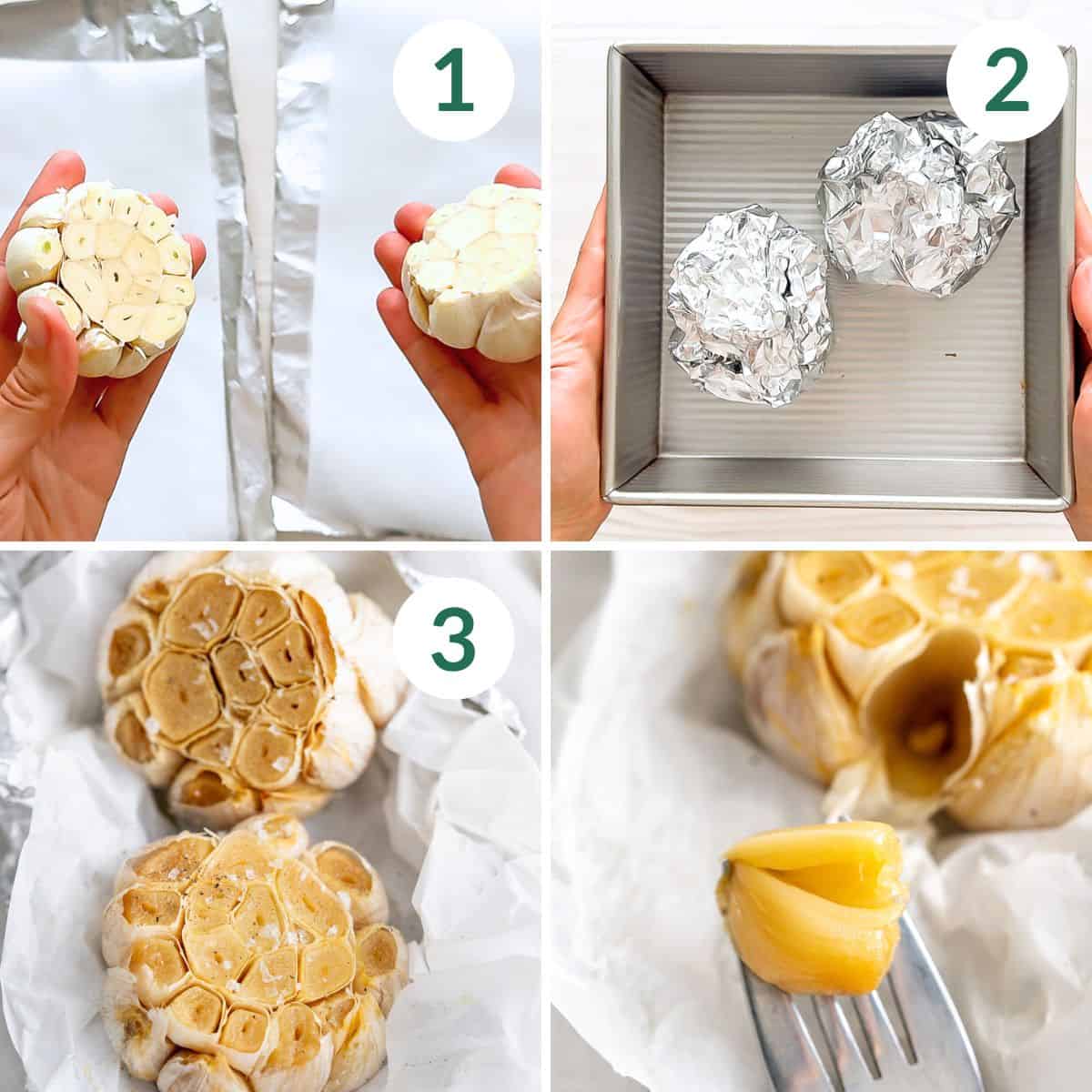 How to make roasted garlic heads in three easy steps.