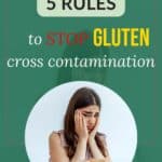 A woman staring miserably at a loaf of bread.