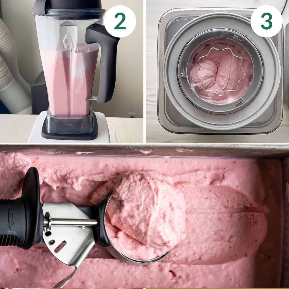 How to make dairy-free strawberry ice cream in 2 steps.