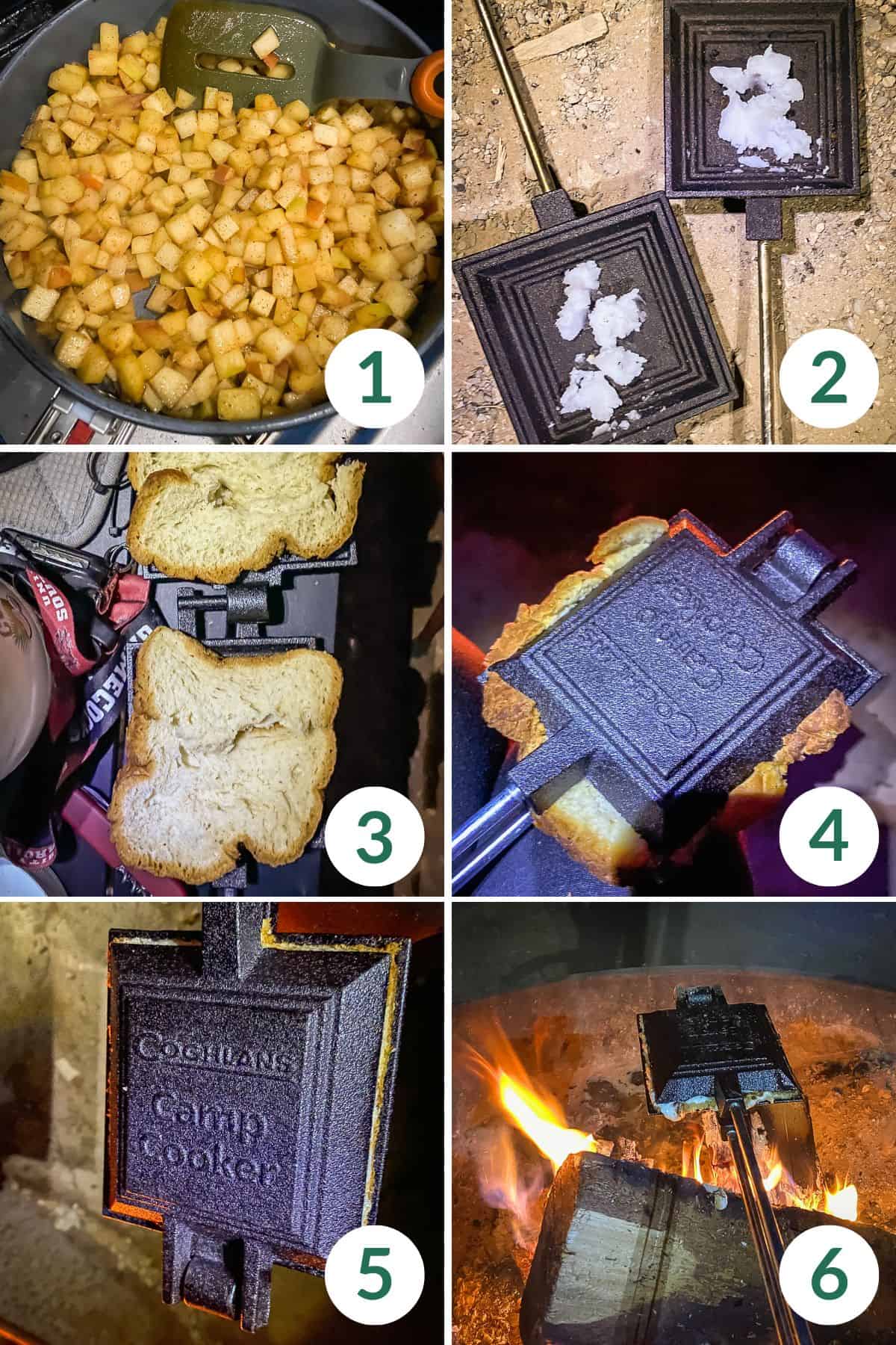 How to make a campfire pie iron apple pie in six easy steps.