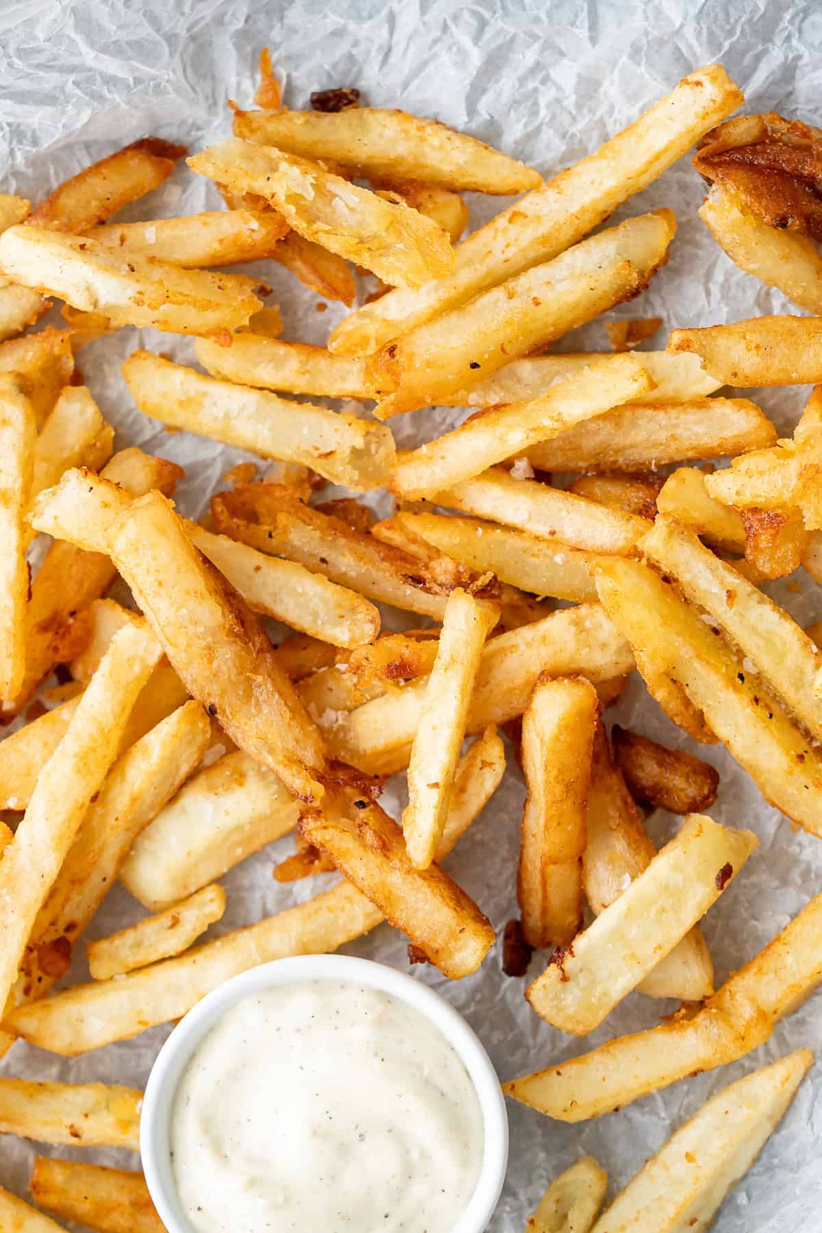 Crispy homemade french fries served with a garlic aioli.
